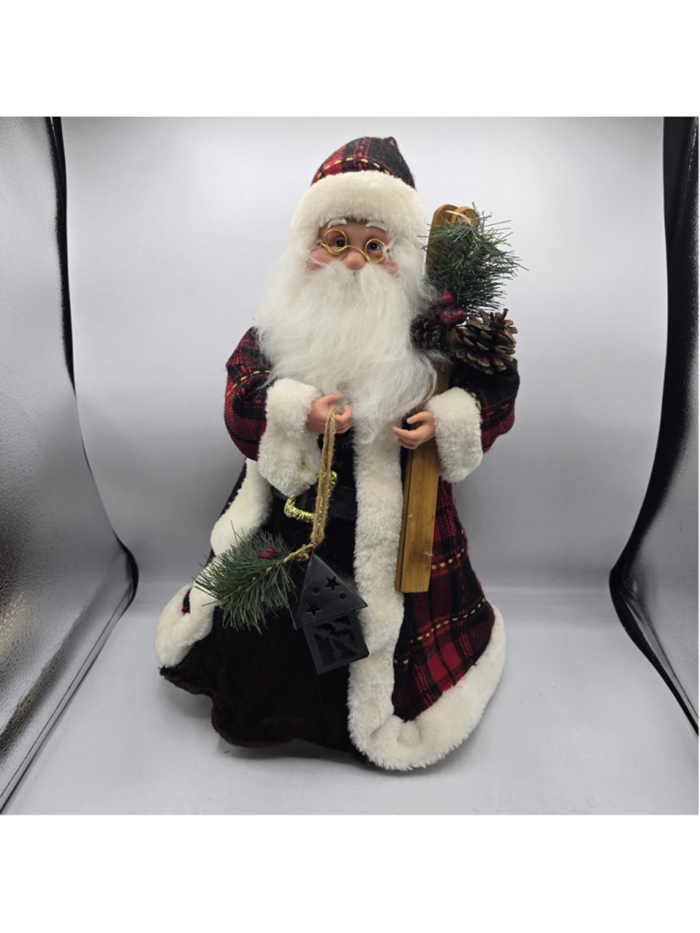 Holiday Workshop Santa Claus Lantern Table Top Figuri Christmas Tree Topper 18"